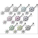 Piercing umbigo floco de neve de prata