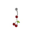 Piercing no umbigo cereja prata